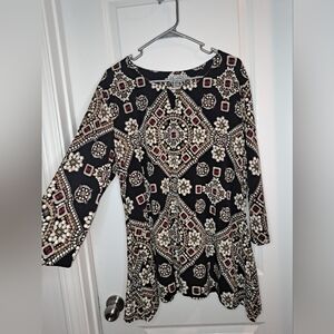 Multicolored Scoop Neck 3/4 Sleeve Blouse